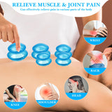 Geiserailie 16 Pcs 4 Sizes Cupping Therapy Set Silicone Cupping Massage Cups Professional Chinese Cupping Therapy Cup Vacuum for Cellulite Reduction Body Myofascial Muscle Nerve (Blue)