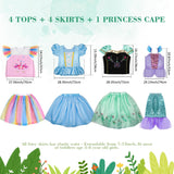 Meland Princess Dress Up for Girls - Dress Up Clothes for Little Girls with Cape, Princess Toys for Girls Age 3,4,5,6 Year Old, Christmas Birthday Gift for Toddler Girls Halloween Role Play