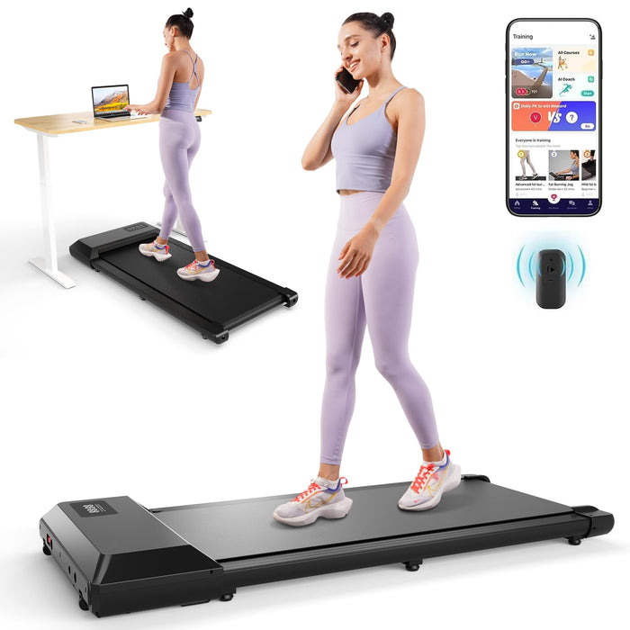 DeerRun Walking Pad 2 in 1 Under Desk Treadmill, 2.5HP Low Noise Walking Pad Running Jogging Machine with Remote Control for Home Office, Lightweight Portable Desk Treadmill Installation Free