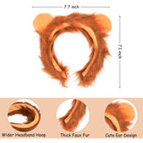 HODRME 5 Pieces Lion Ears and Tail Set-Lion Headband Nose Tail Paw Gloves Cosplay Party Halloween Costume Accessories for Kids and Adults