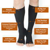 Bounfend® Compression Socks 20-30mmHg, Knee High Open Toe, Medical Grade Stockings for Women and Men,Varicose Vein Swollen Legs, Shin Splints, Nursing, Travel, Beige XL