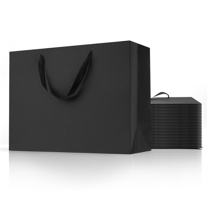 MOXARYSU Black Gift Bags With Handles: 16x6x12 Inch 24pcs Extra Large Black Paper Gags Bulk For Party Shopping Birthday Wedding