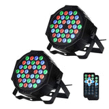 LUNSY Dj Lights, 36 LED Par Lights Stage Lights with Sound Activated Remote Control & DMX Control, Stage Lighting Uplights for Wedding Club Music Show Christmas Holiday Party Lighting - 2 Pack