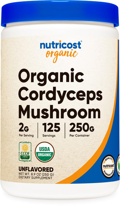 Nutricost Organic Cordyceps Mushroom Powder 250 Grams - USDA Certified Organic, Non-GMO, Gluten Free