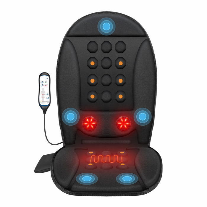 COMFIER Massage Seat Cushion with Heat, Vibration Back Massager for Chair, Red Light Heated Massage Chair Pad, Memory Foam Chair Massager Pad, Seat Warmer Massager, Christmas Gifts for Women Men