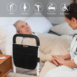 Bed Rails for Elderly Adults, Adjustable Bed Assist Bar for Seniors, Medical Bed Safety Rail with Storage Bag and Fixing Strap, Portable Bed Cane Fit King, Queen, Full, Twin, Medium, Black