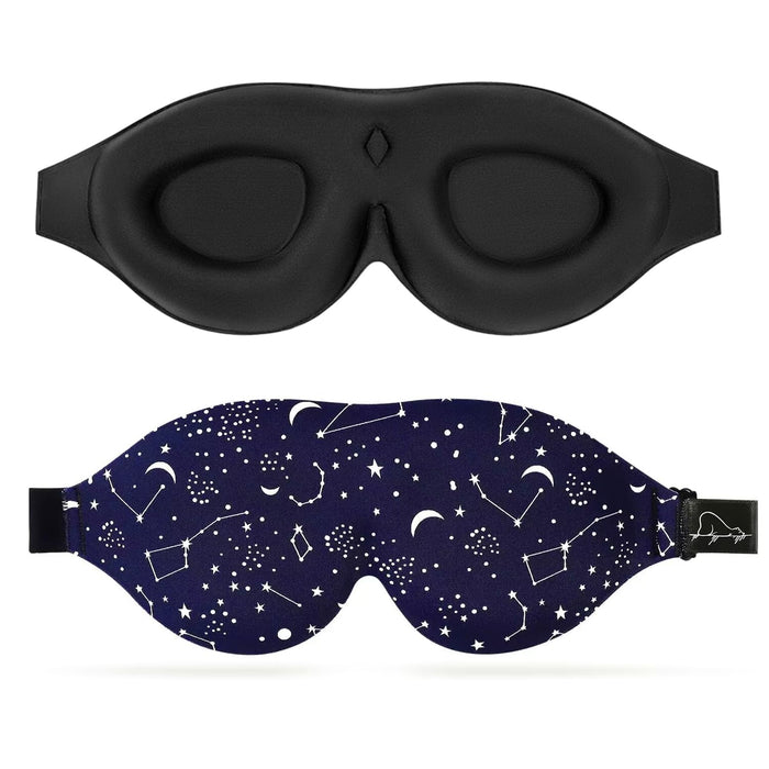 ALASKA BEAR Sleep Mask Women Men with Molded Eye Cups, Well-Contoured 3 D Extra-Plush Soft Memory Foam Blackout Eye Mask Zero Pressure on Eyelids & Eyelashes w Earplugs Set - Silent Night Stars