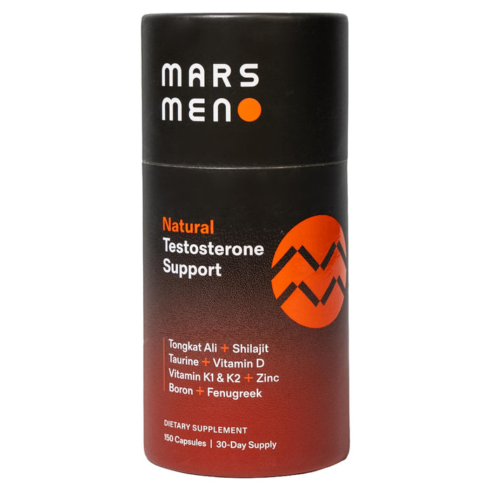 MARS MEN Testosterone Booster for Men - Natural Supplement Premium Tongkat Ali, Fenugreek, Shilajit & Boron - Male Support - Libido, Energy & Muscle Growth Support - 30 Servings (150 Caps)