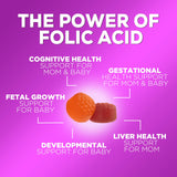 Folic Acid Gummies for Women 785 mcg, Essential Prenatal Vitamins for Mom & Baby, Vegan Folic Supplement Gummy, Vitamin B9 Chewable Extra Strength Folate, Before During After Pregnancy - 120 Gummies