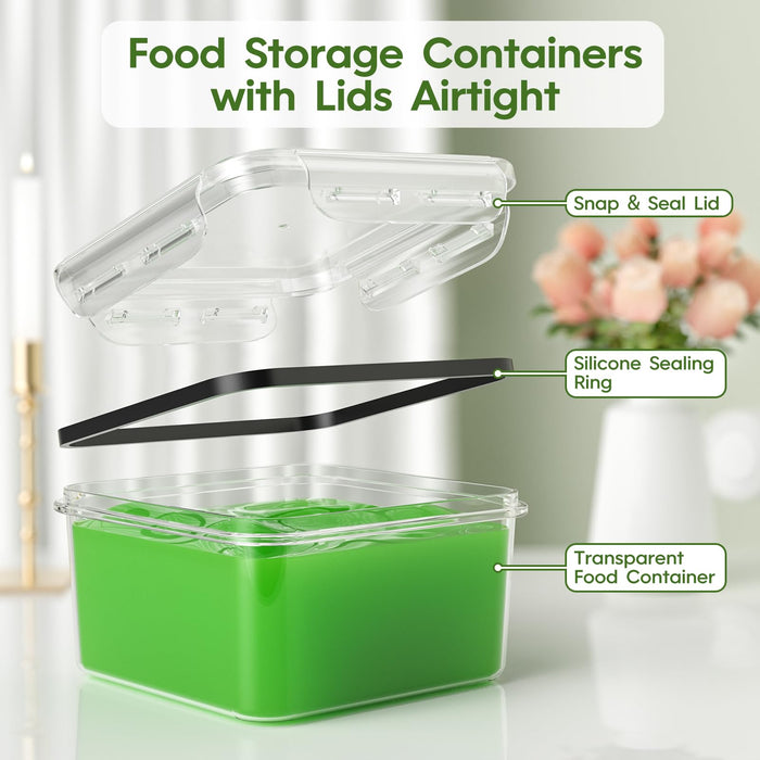 KEMETHY 36-Piece Food Storage Containers with Lids(18 Containers & 18 Lids), Plastic Food Containers for Pantry & Kitchen Storage and Organization, BPA-Free, Leak Proof, Reusable with Labels & Pen