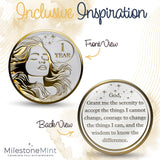 MilestoneMint 1 Year Sobriety Coin Gift Set | Women's Serenity Token AA Chip Medallion with Coin Capsule, Display & Card | Sobriety Gifts for Women in Recovery for Anniversary Month & Year. (Gold)