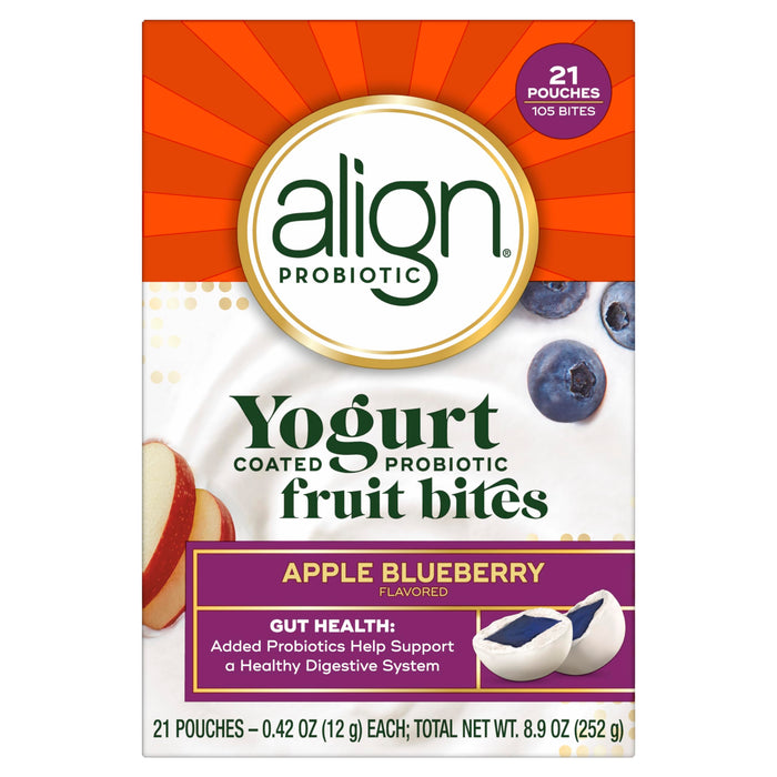 Align Probiotic, Yogurt Coated Probiotic Fruit Bites, Added Probiotic Helps Support Digestive Health, 21 Pouches, 105 Bites