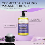 Lavender Relaxation Massage Oil with Massage Roller Ball - No Stain 100% Natural Blend of Spa Quality Oils for Calming, Aromatic, Soothing Massage Therapy