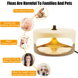 Indoor Sticky Flea Trap, Flea Trap with 2 Glue Discs Odorless Non-Toxic Natural Flea Killer Trap Pad Bed Bug Trap Light Bulb Pest Control for Home House Inside, Safe for Children Pet Dog Cat