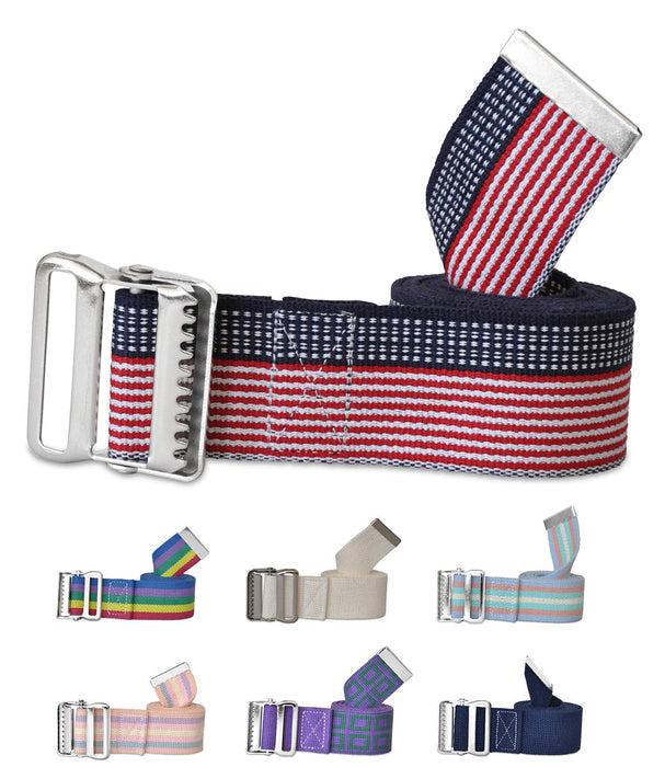 NYOrtho Metal Buckle Gait Belt - Adjustable Machine Washable Strong and Durable Material Latex Free, Stars & Stripes, 60"