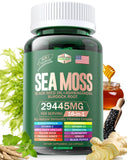 Sea Moss 12000mg Black Seed Oil 6000mg Ashwagandha 3000mg Turmeric 1000mg Bladderwrack 2000mg Burdock 3000mg & Vitamin C & D3 with Elderberry Manuka Yellow Dock Iodine Chlorophyll ACV,60 Days Supply