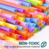 400PCS Flexible Plastic Straws,Colorful Disposable Bendy Party Fancy Straws 12.8 inch Extra Long Straws Party Decorations