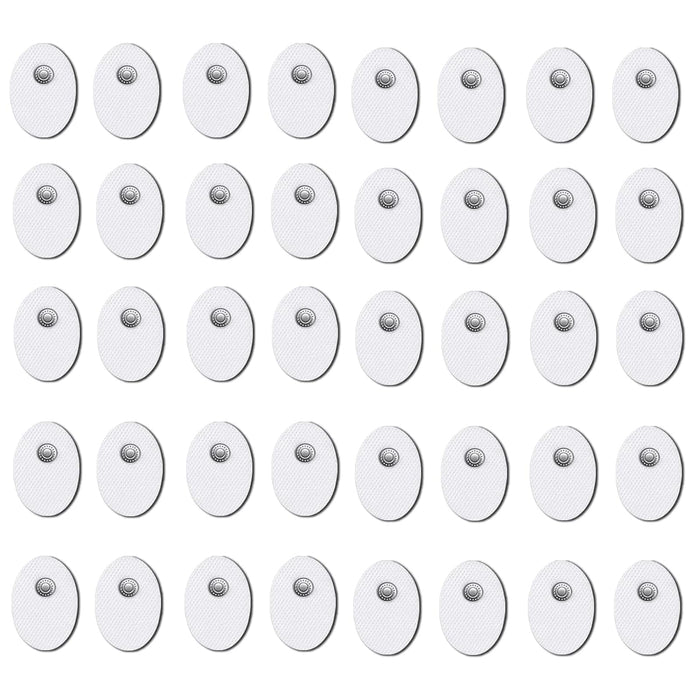 40PCS TENS/EMS Unit Replacement Pads, Upgraded 3rd Gen Large Premium Super Sturdy Snap Electrode Patches with Self-Adhesive Performance for Pain & Muscle Relief Reusable Up to 30 Times (S, White)