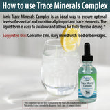 Trace Mineral Complex | Full Spectrum Minerals | Ionic Liquid Mineral Drops for Water | Electrolytes, Hydration Supplement | 2 fl oz Glass Bottle