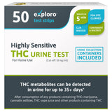 Exploro Highly Sensitive at Home Marijuana Drug Test Kit, THC Drug Test Kit Marijuana/Weed, THC Drug Test Urine, Easy Home Drug Test Marijuana/THC Substance Abuse, 50 THC Test Strips + Cups, 50 ng/ml