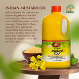 Dabur Kachi Ghani Mustard Oil - Oil for Skin and Hair Care, Cold-pressed Oil Body Massage, Therapeutic-Grade Mustard Oil, Natural Oil from Mustard Seeds, Unrefined Mustard Oil (2750 ml)