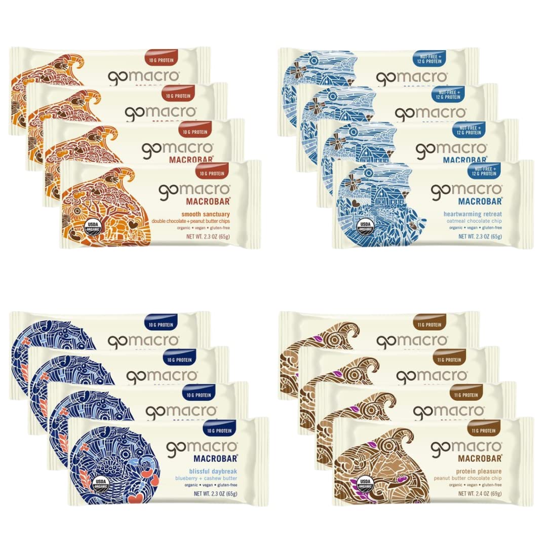 GoMacro MacroBar Organic Vegan Protein Bars Variety Pack - 2.3 Ounce B