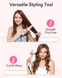 VAVOOV Pro Airflow Styler Curling Iron with 360° Vented Cool Air for Long-Lasting Curls, 1 Inch Hair Straightener and Curler 2 in 1, Dual Voltage, Adjustable Temps, Pink