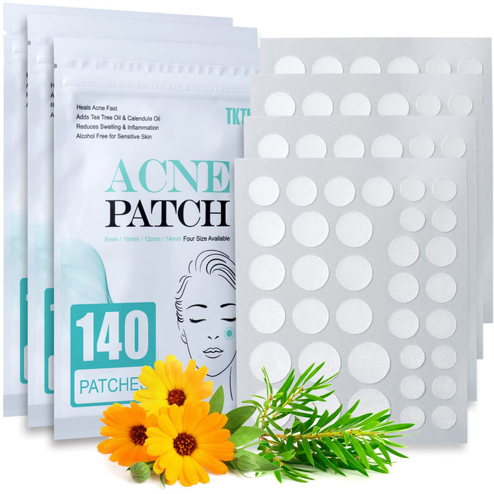 Acne Patch Pimple Patch, 4 Sizes 420 Patches Acne Absorbing Cover Patch, Hydrocolloid Invisible Acne Patches For Face Zit Patch Acne Dots Tea Tree, Calendula Oil - 3 Pack