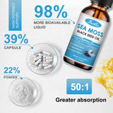 Bunkka (2 Pack) Sea Moss 3000mg Black Seed Oil 1000mg with Burdock Root 600mg Bladderwrack 800mg&Vitamin C Vitamin D3, Irish Sea Moss Drop for Immune System, Gut, Skin & Energy