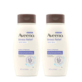 Aveeno Stress Relief Body Wash with Soothing Oat & Lavender Scent for Sensitive Skin, Moisturizing Shower Wash Gently Cleanses & Helps You Feel Calm, Sulfate-Free, Twin Pack, 2 x 18 fl. oz