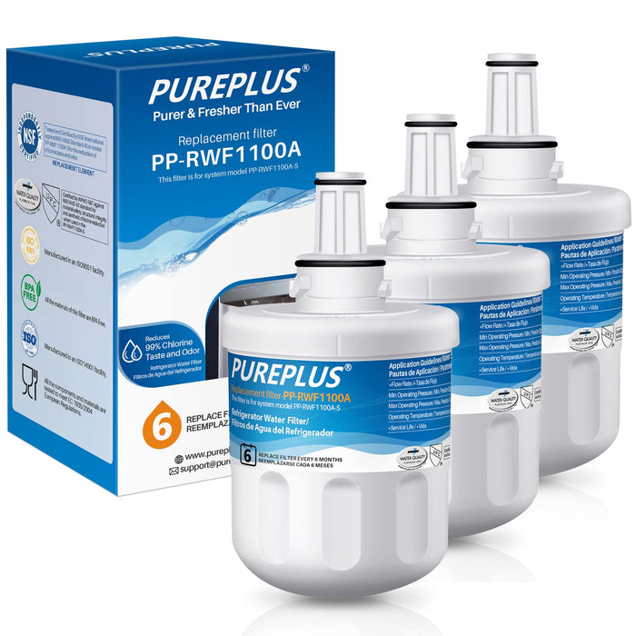 PUREPLUS DA29-00003G Water Filter Replacement for Samsung DA29-00003B, Aqua-Pure Plus DA29-00003F, DA29-00003A, HAFCU1, HDX FMS-1, RSG257AARS, RFG237AARS, RFG297AARS, RS22HDHPNSR Refrigerator, 3Pack