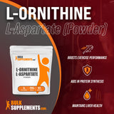 BULKSUPPLEMENTS.COM L-Ornithine L-Aspartate Powder - Amino Acids Supplement for Liver Health - Gluten Free, 3g (3000mg) per Serving, 83 Servings (250 Grams - 8.8 oz)