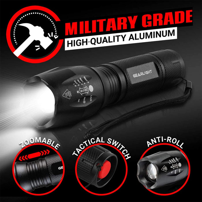 GearLight LED Flashlights - Mini Camping Flashlights with High Lumens, 5 Modes, Zoomable Beam - Powerful, Bright, and Versatile Tactical Flash Light for Outdoor and Home Use