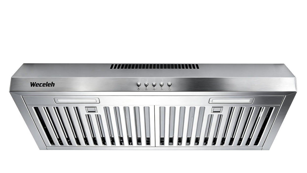 30 Inch Under Cabinet Range Hood - 600 CFM Ducted/Ductless Convertible Kitchen Vent Hood, Stainless Steel, 3 Speed with Baffle Filters & 2 LED Lights Brushed Finish, ETL Certification