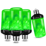 Hompavo 【Upgraded LED Flame Light Bulbs, Green Flickering Light Bulbs with Upside Down Effect, E26 Flame Bulb for Home Halloween St. Patrick's Day Christmas Decorations Indoor & Outdoor, 4 Pack