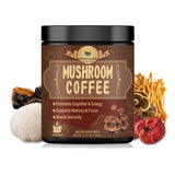 Mushroom Coffee (72 Servings) - Organic Instant Coffee Powder with Lion's Mane Mushroom, Reishi, Cordyceps, Chaga, and Turkey Tail - Coffee Alternative for Energy & Focus - 5.11 oz.