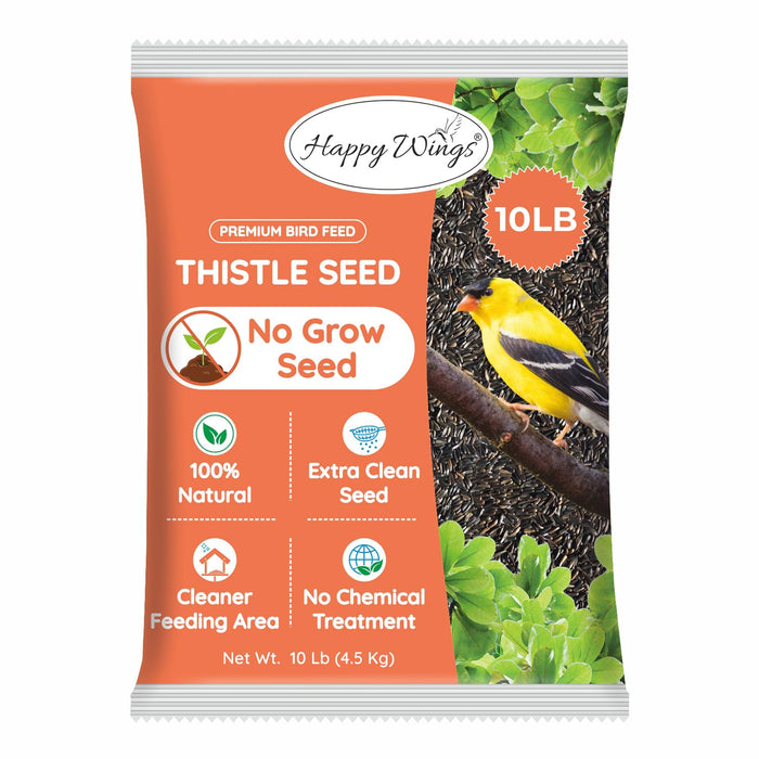 Happy Wings Nyjer/Thistle Seeds Wild Bird Food - 10 Pounds I No Grow Seed I Bird Seed for Wild Birds