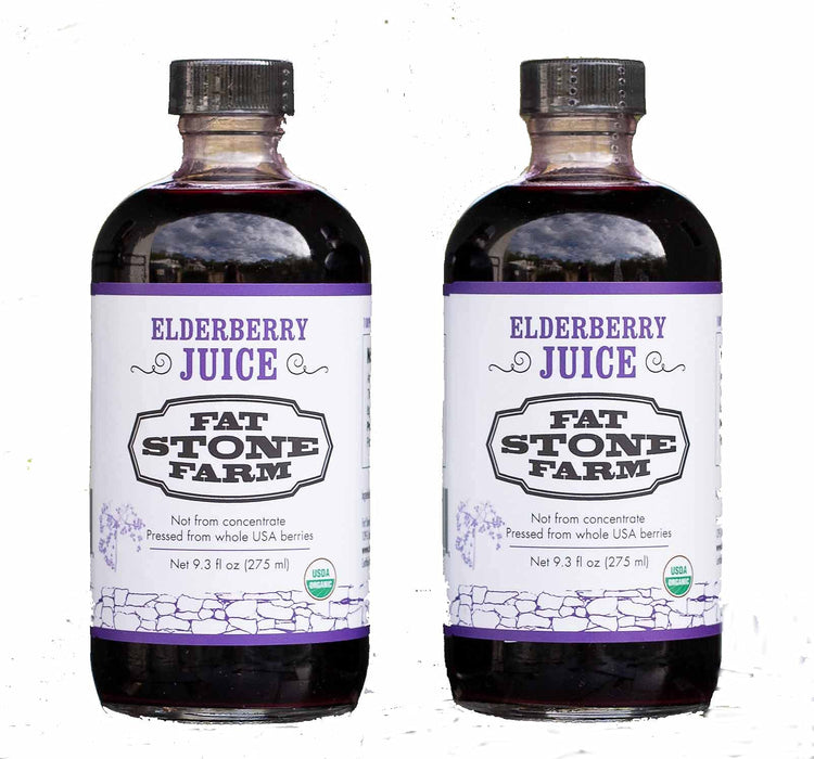 Fat Stone Farm Pure Organic Elderberry Juice 2x 9.3 fl. oz (New)