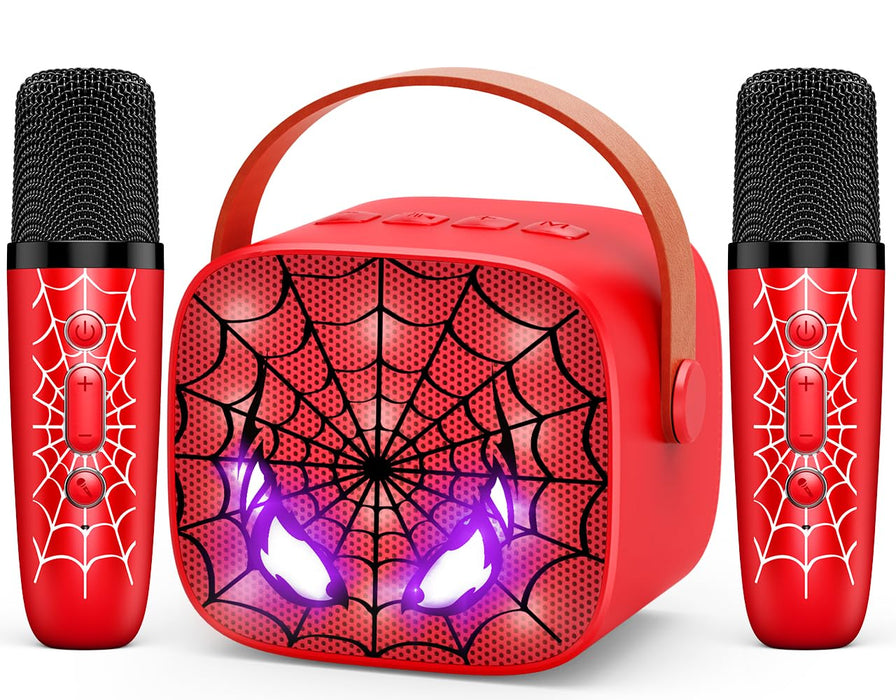 Mini Karaoke Machine Toys Gifts: Kids Toys Christmas Birthday Gifts for 4 5 6 7 8 9 Years Old Girl Boy Stocking Stuffers LED Portable Bluetooth Speaker with 2 Wireless Microphone Girl Gift Age 3-12+