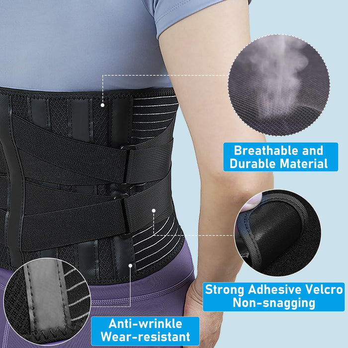 Bracepost Back Braces for Lower Back Pain Relief, Breathable Back Support Belt for Women (Black, X-Large)