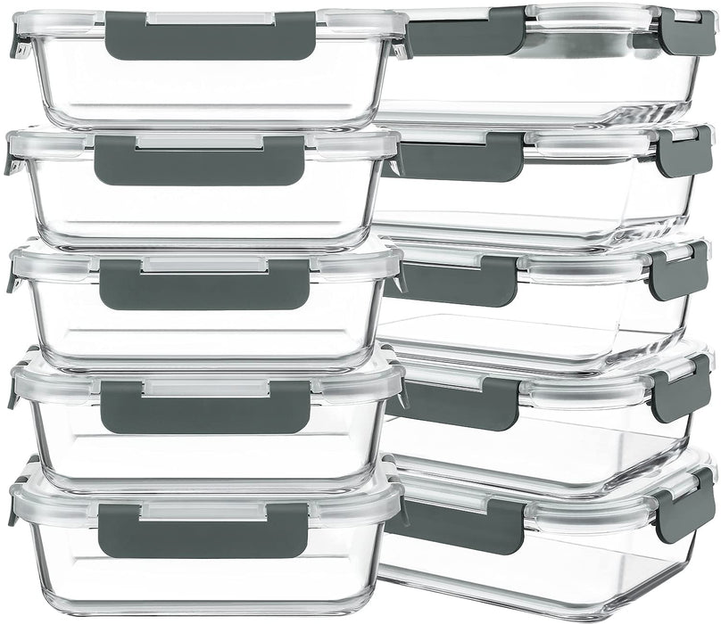 KOMUEE 10 Packs 30 oz Glass Meal Prep Containers with Lids