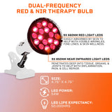 LifePro InfraGlow NIR & Red Light Therapy Lamp - Infrared Red Light Therapy Bulb with 18 LEDs & Clip-On Lamp - at-Home Red Light Therapy for Body, Chronic Pain Relief, Skin Wellness, & Recovery