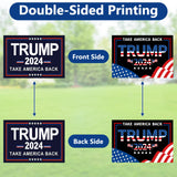 Trump Yard Signs 2024 with H-Stakes, 2 Pack 16" x 12" Double Sided Trump Yard Signs, Trump Take America Back Signs, Placard Voted for Trump Outdoor Lawn Yard Garden Decoration