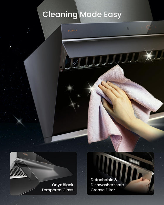 FOTILE JQG7507 Under Cabinet or Wall Mount Kitchen Range Hood 1100 CFM 4 Speed Level with LED Lights, Fingerprint Resistance and Motion Control