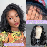 Bob Wig Human Hair 13x4 Body Wave HD Lace Front Wigs Human Hair 180% Density Glueless Wigs Human Hair Pre Plucked Short Bob Wigs for Black Women Human Hair Natural Black Color 10 Inch