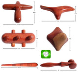 Lungcha 6 Types, 7 Piece Set Traditional Thai Massage Reflexology Wooden Stick Tool Acupuncture Point Gua Sha (Set of 6 Types Full Body Massage)