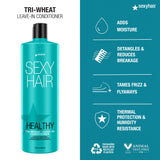 SexyHair Healthy Tri-Wheat Leave-In Conditioner, 33.8 Oz | Up to 90% Better Detangling | Reduces Breakage | Moisture, Smoothness, and Shine GREEN