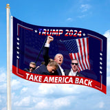 Trump 2024 Flag - Take America Back - 3x5Ft Attempt Assassination Trump Debate Political Election Polyester Flags Banners Outdoor Decoration