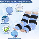 REVIX Ankle Foot Ice Pack Wraps for Injuries Reusable Gel Cold Compression Therapy for Feet Pain Relief, Plantar Fasciitis and Achilles Tendonitis, Soft Plush Lining, 2 Packs