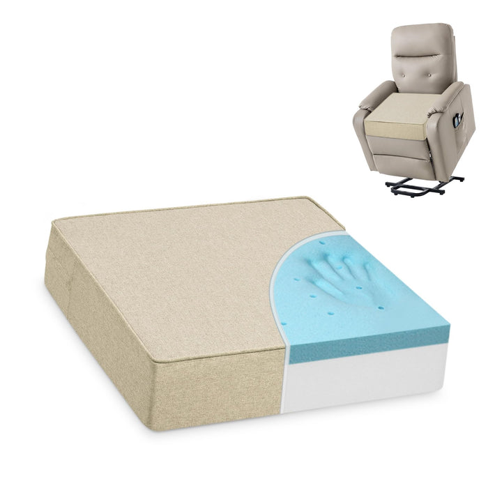 Shinnwa Gel Memory Foam Recliner Cushion for Elderly, Extra Large Seat Cushion, Dual-Layer Foam Chair Pad for Couch, Armchair, Wicker Chairs, Floor, 18 × 18 × 4in, Beige